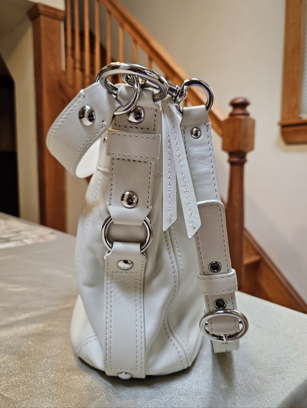 Coach Zoe Ivory Leather Hobo Shoulder Bag - Picture 5 of 16